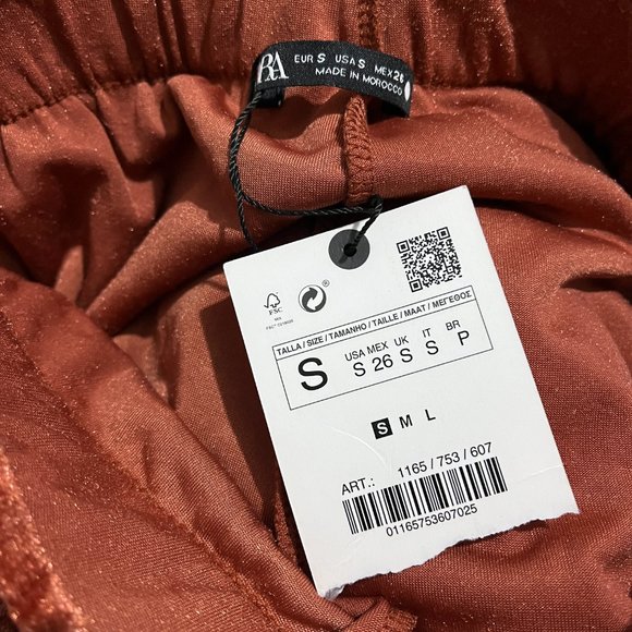 Zara Nwt Velvet High-Waist Skort Pants/Skirt - Picture 11 of 13